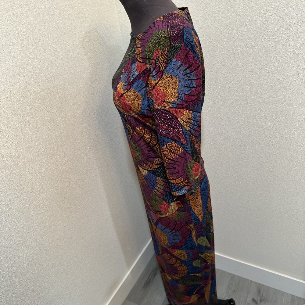 Farm Rio Women's Colorful Botanical Print 3/4 Sleeve Midi Dress Sz M - Picture 6 of 10